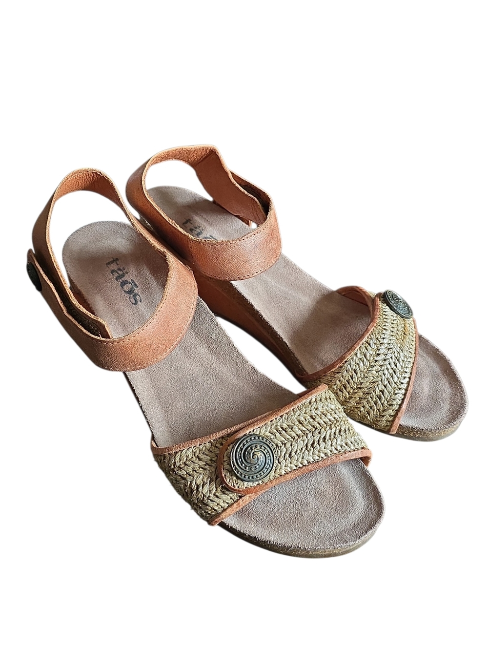 TÄŌS Jute & Leather Wedge Sandals Size 39 Like New